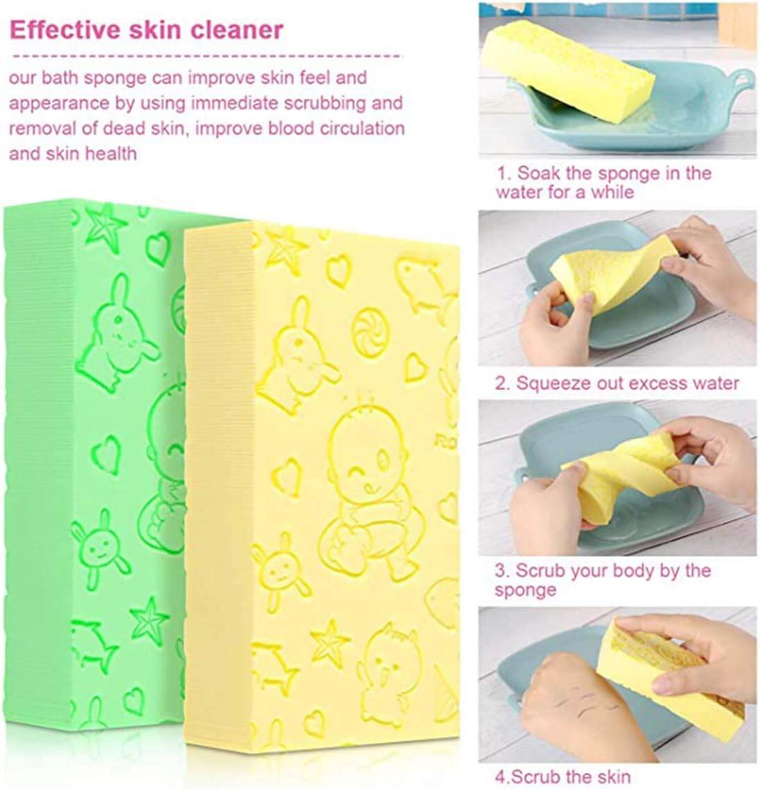 Picture of Body Exfoliating Sponge, Colors Shower Brush Soft Bath Sponge Body Cleaning Sponge for Baby Adults/Kids Men Women Soft Body Skin Bath Shower Spa Brush【Random Color】