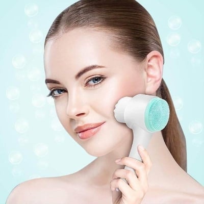 Picture of 2-in-1 Facial Cleansing Brush, Silicone Manual Cleansing Brush, deep Cleansing Skin Keratin Cleaning System, Super Soft Massage pores, Suitable for All Types of Skin