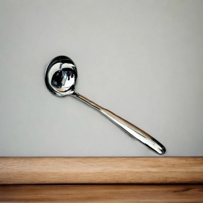 Picture of Big Sup Stainless Steel 8-Inch Spoon - Mirror Polished for Soup/Dal Serving - Elegant Silver Utensil - 1 Piece-Silver