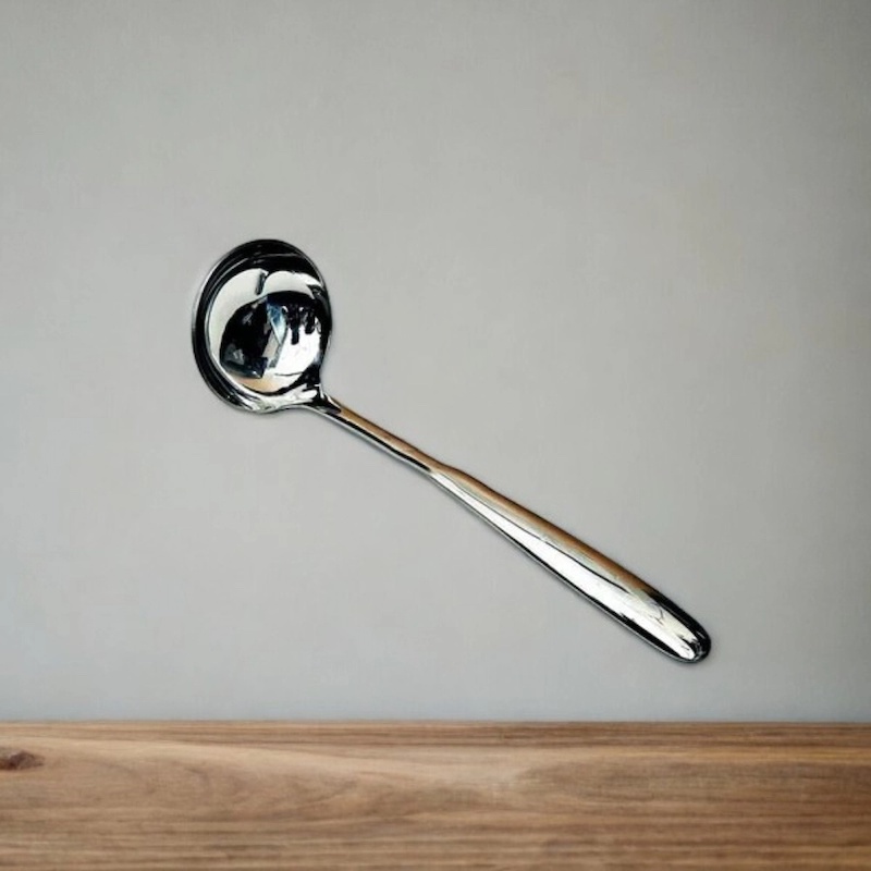 Picture of Big Sup Stainless Steel 8-Inch Spoon - Mirror Polished for Soup/Dal Serving - Elegant Silver Utensil - 1 Piece-Silver