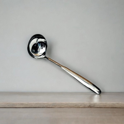 Picture of Big Sup Stainless Steel 8-Inch Spoon - Mirror Polished for Soup/Dal Serving - Elegant Silver Utensil - 1 Piece-Silver
