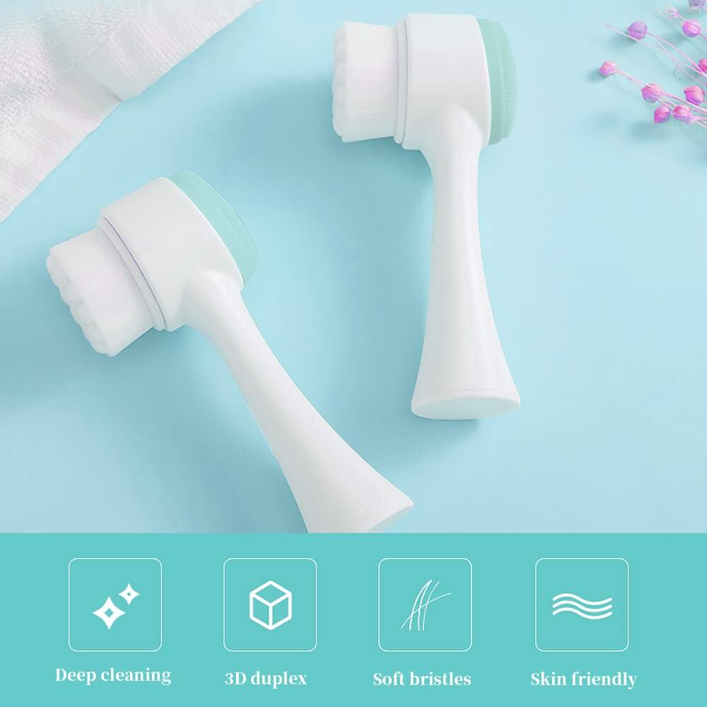 Picture of 2-in-1 Facial Cleansing Brush, Silicone Manual Cleansing Brush, deep Cleansing Skin Keratin Cleaning System, Super Soft Massage pores, Suitable for All Types of Skin