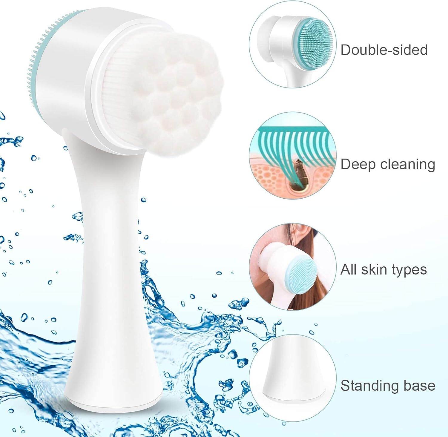 Picture of 2-in-1 Facial Cleansing Brush, Silicone Manual Cleansing Brush, deep Cleansing Skin Keratin Cleaning System, Super Soft Massage pores, Suitable for All Types of Skin