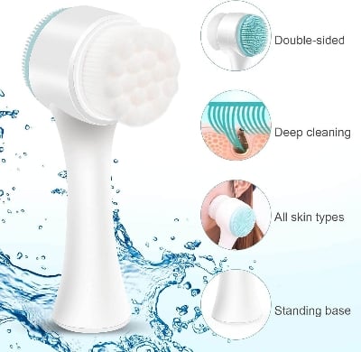 Picture of 2-in-1 Facial Cleansing Brush, Silicone Manual Cleansing Brush, deep Cleansing Skin Keratin Cleaning System, Super Soft Massage pores, Suitable for All Types of Skin