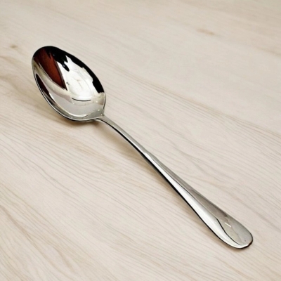 Picture of 10.2-Inch Stainless Steel Serving Spoon - Heavy Curry Design with Mirror Polish Finish, Ideal for Cooking and Serving - 1 Piece-Silver