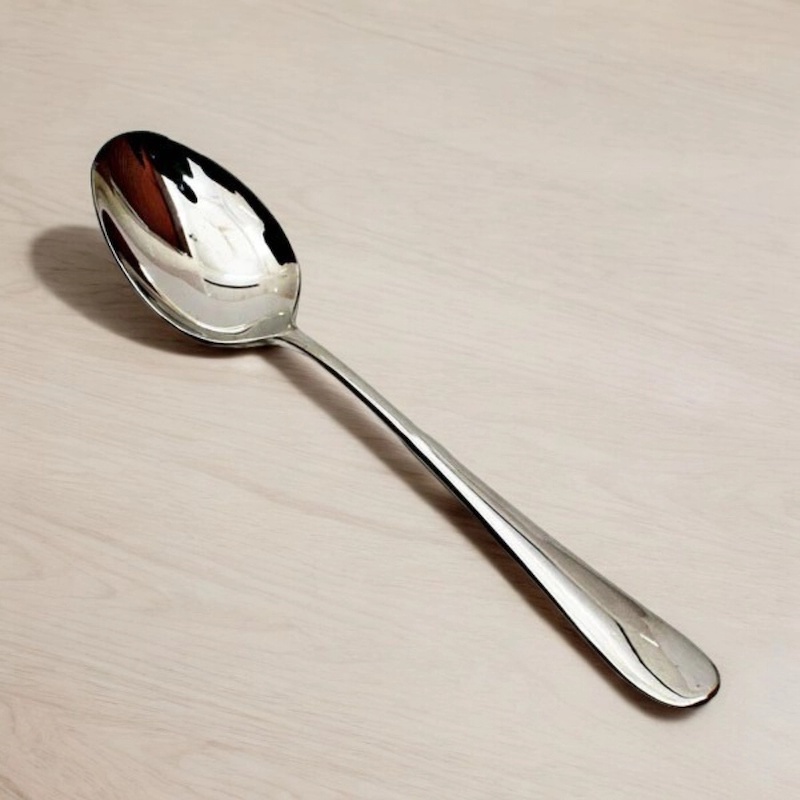 Picture of 10.2-Inch Stainless Steel Serving Spoon - Heavy Curry Design with Mirror Polish Finish, Ideal for Cooking and Serving - 1 Piece-Silver