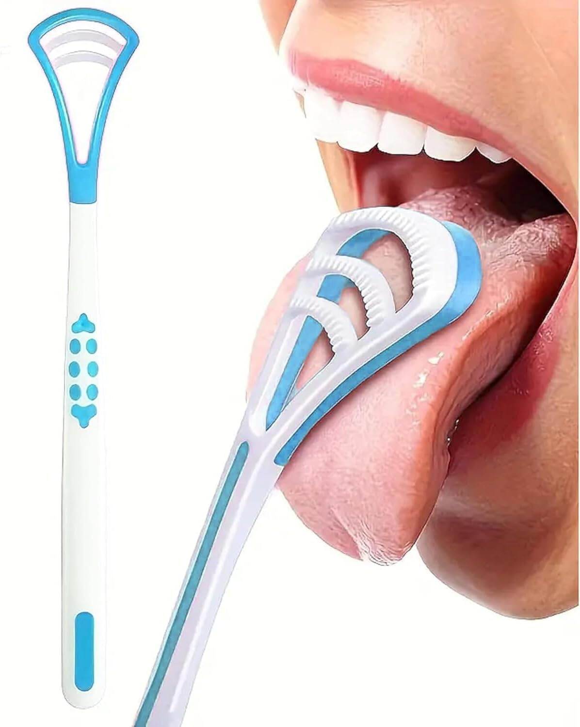 Picture of Tongue Brush, Portable Tongue Cleaning Brush, Food Grade Silicone Tongue Scraper for Oral Care, Oral Hygiene, Fresh Breath, Bad Breath Prevent Tongue Cleaner