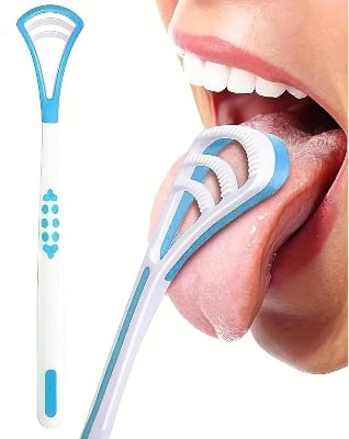 Picture of Tongue Brush, Portable Tongue Cleaning Brush, Food Grade Silicone Tongue Scraper for Oral Care, Oral Hygiene, Fresh Breath, Bad Breath Prevent Tongue Cleaner
