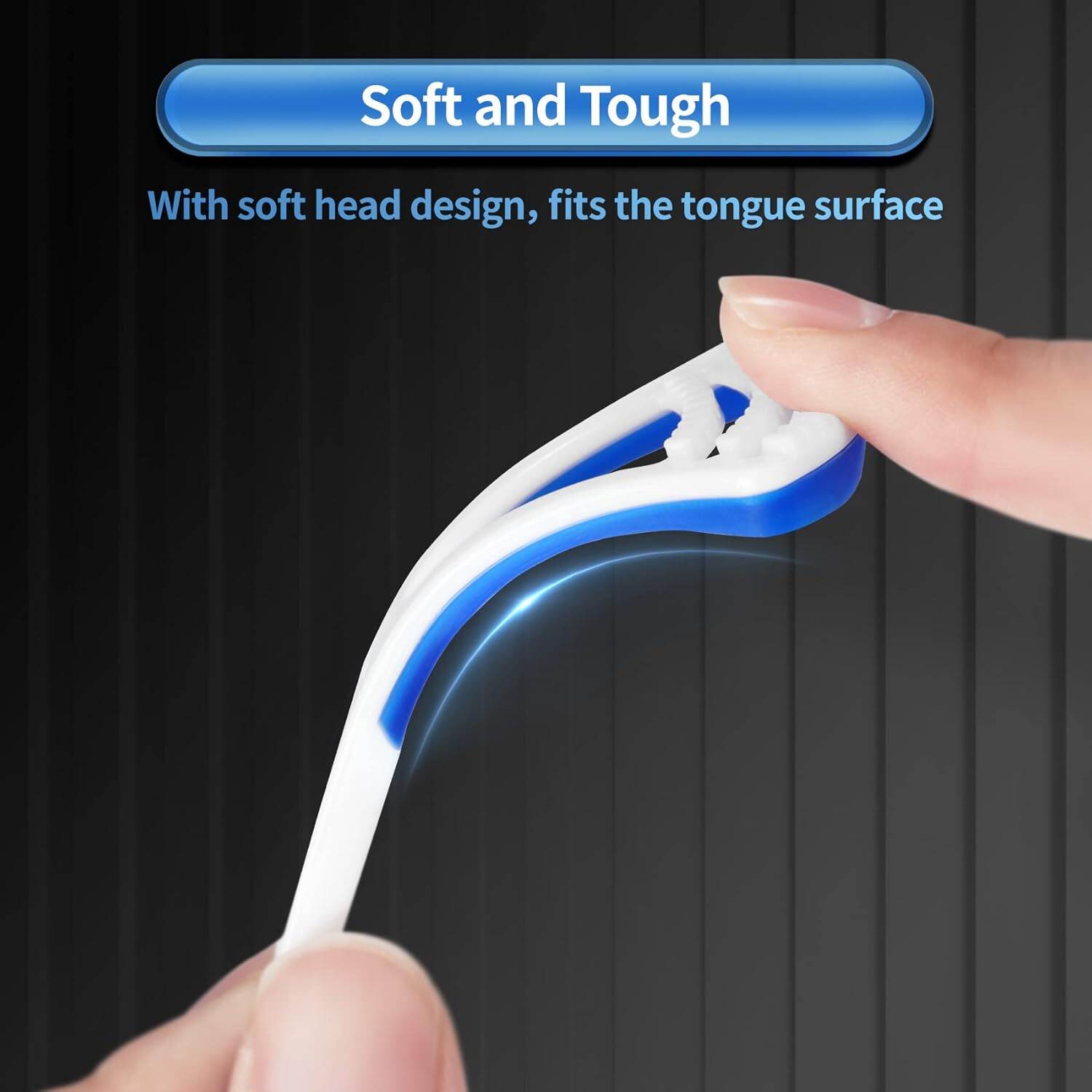 Picture of Tongue Brush, Portable Tongue Cleaning Brush, Food Grade Silicone Tongue Scraper for Oral Care, Oral Hygiene, Fresh Breath, Bad Breath Prevent Tongue Cleaner