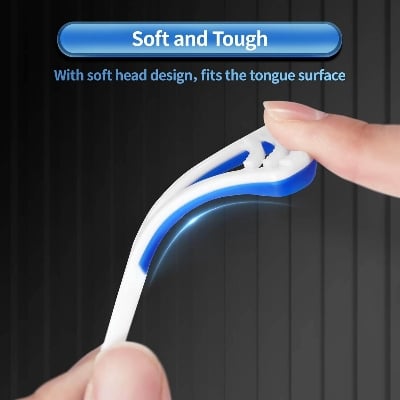 Picture of Tongue Brush, Portable Tongue Cleaning Brush, Food Grade Silicone Tongue Scraper for Oral Care, Oral Hygiene, Fresh Breath, Bad Breath Prevent Tongue Cleaner
