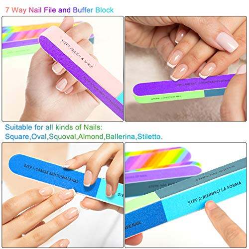 Picture of TEMPERIA (3pcs) 7 Way Nail Filer and Buffer - Nail File Shaper Shiner Scrubber for Women for Smooth and Polished Nails