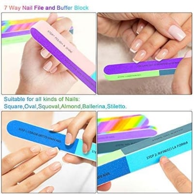 Picture of TEMPERIA (3pcs) 7 Way Nail Filer and Buffer - Nail File Shaper Shiner Scrubber for Women for Smooth and Polished Nails