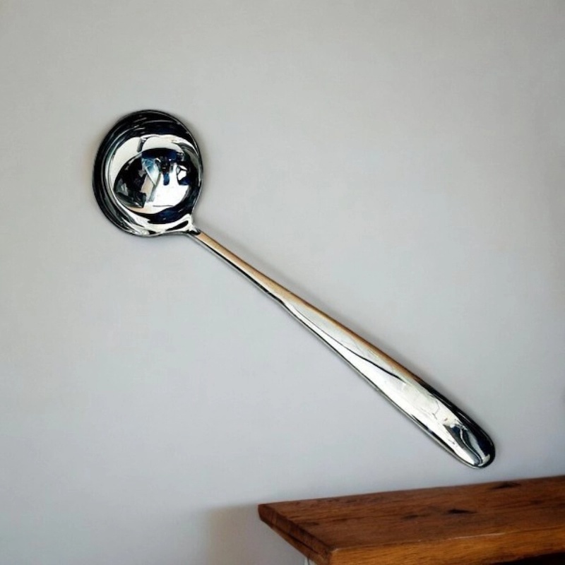 Picture of Silver 10 Inch Stainless Steel Spoon - Mirror Polish, Ideal for Soup/Dal, Cooking and Serving, Durable and Sleek Design-Silver