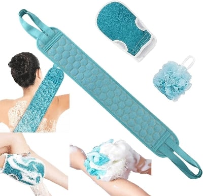 Picture of Back scrubber for bathing,  3Pcs/set  Silicone Body Scrubber for Bathing, Bath Brush for Bathing with Exfoliating Glove, Gentle Exfoliation & Deep Cleaning, Bath Scrubber for Body Women[MULTIPELCOLOUER]
