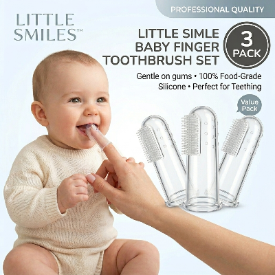 Picture of Little Smiles Baby Finger Toothbrush Set - 3 Pcs Soft Silicone Teether for Infants & Toddlers - Oral Care