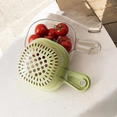 Picture of Plastic Colander with Handle - 1 Pcs - Perfect for Rinsing Fruits and Vegetables - Fruit Drainer Bowl - Mixed Multicolor Veggie Washing Basin-Multicolor