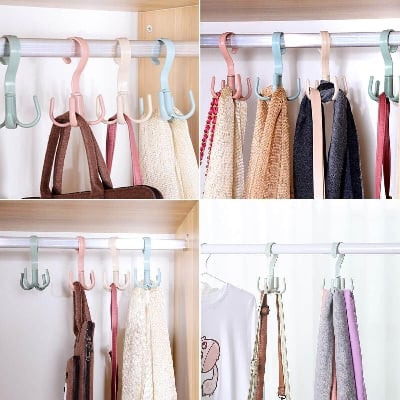 Picture of JIALTO Multi-Function 360 Degree Rotatable 4 Claw Hook Closet Hanging Organizer Hangers for Closet Organizer, Clothes Hangers with 4 Claws (Multicolor)