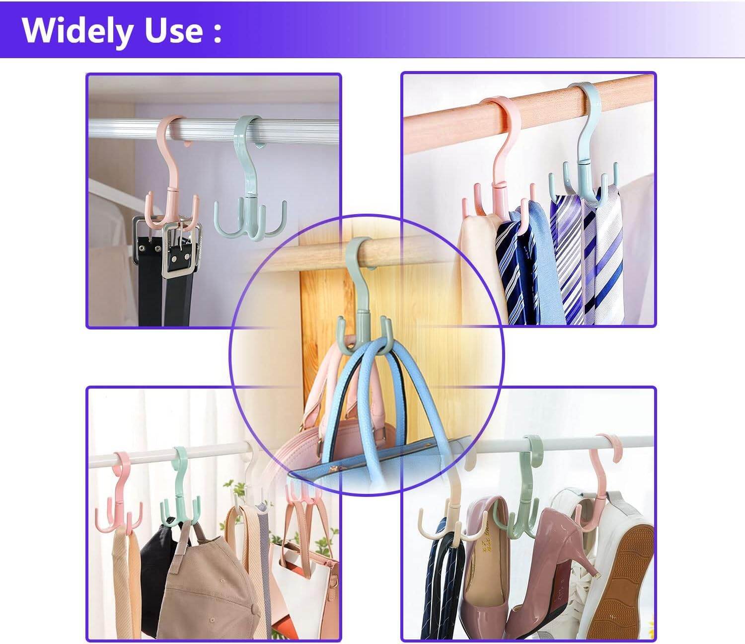 Picture of JIALTO Multi-Function 360 Degree Rotatable 4 Claw Hook Closet Hanging Organizer Hangers for Closet Organizer, Clothes Hangers with 4 Claws (Multicolor)