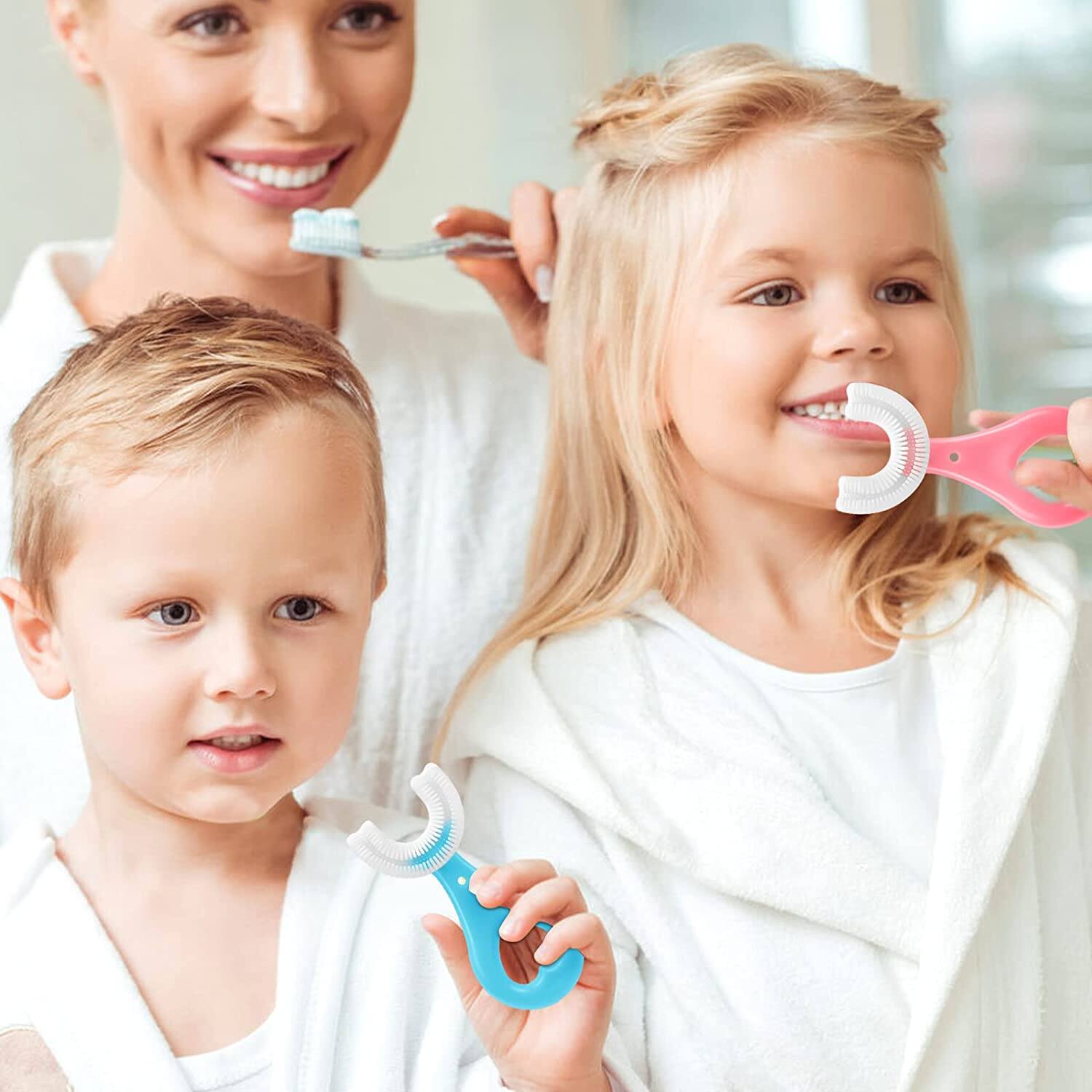 Picture of YOTEE U-Shaped Toothbrush Kids 1 PCS - Toddler Toothbrush with Food Grade Soft Silicone Brush Head, Manual Whole Mouth Tooth Brush for Kids