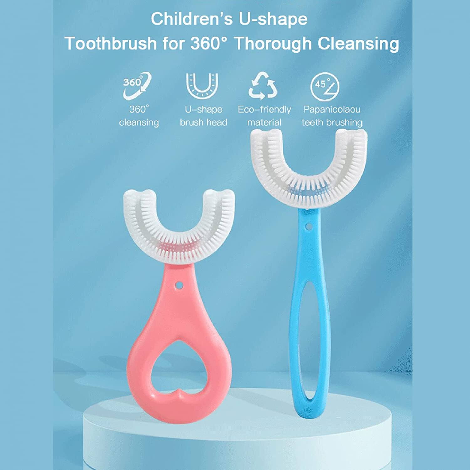 Picture of YOTEE U-Shaped Toothbrush Kids 1 PCS - Toddler Toothbrush with Food Grade Soft Silicone Brush Head, Manual Whole Mouth Tooth Brush for Kids