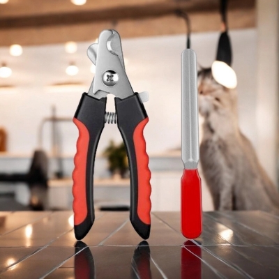 Picture of Dog Nail Clippers + File Kit - Stainless Steel Pet Grooming Tool for Dogs and Cats