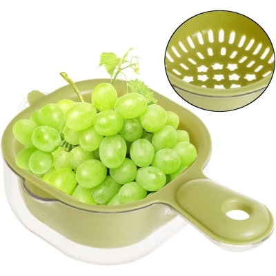 Picture of Perfect for Rinsing Fruits and Vegetables - Mixed Multicolor Plastic Colander with Handle - 1 Pcs - Veggie Washing Basin - Fruit Drainer Bowl-Multicolor