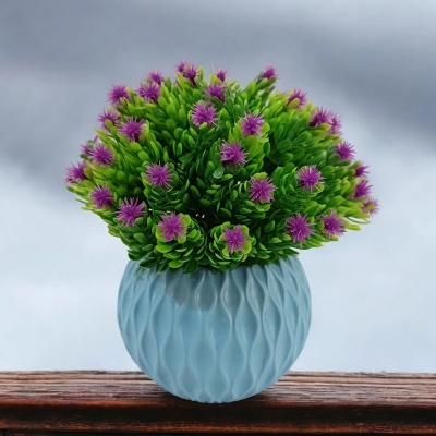 Picture of Enhance your home or restaurant with this 16cm Artificial Plants Grass with Flower and Vase. Made from durable plastic in a stunning multicolor design.-Multicolor