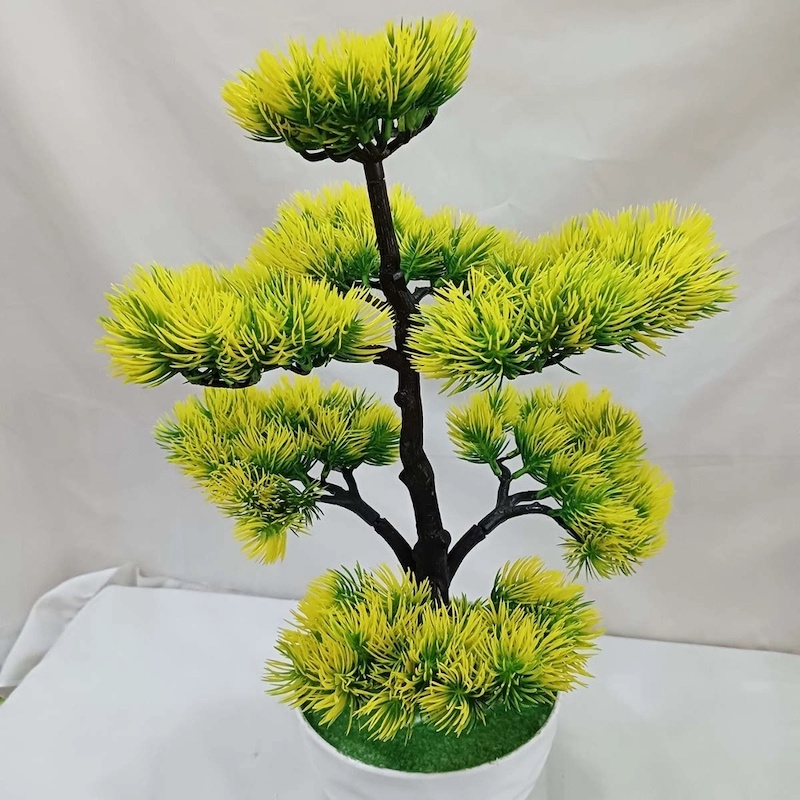 Picture of Home & Office Decor  7-Head Artificial Pine Tree Bonsai, Green, 43*24cm-Multicolor