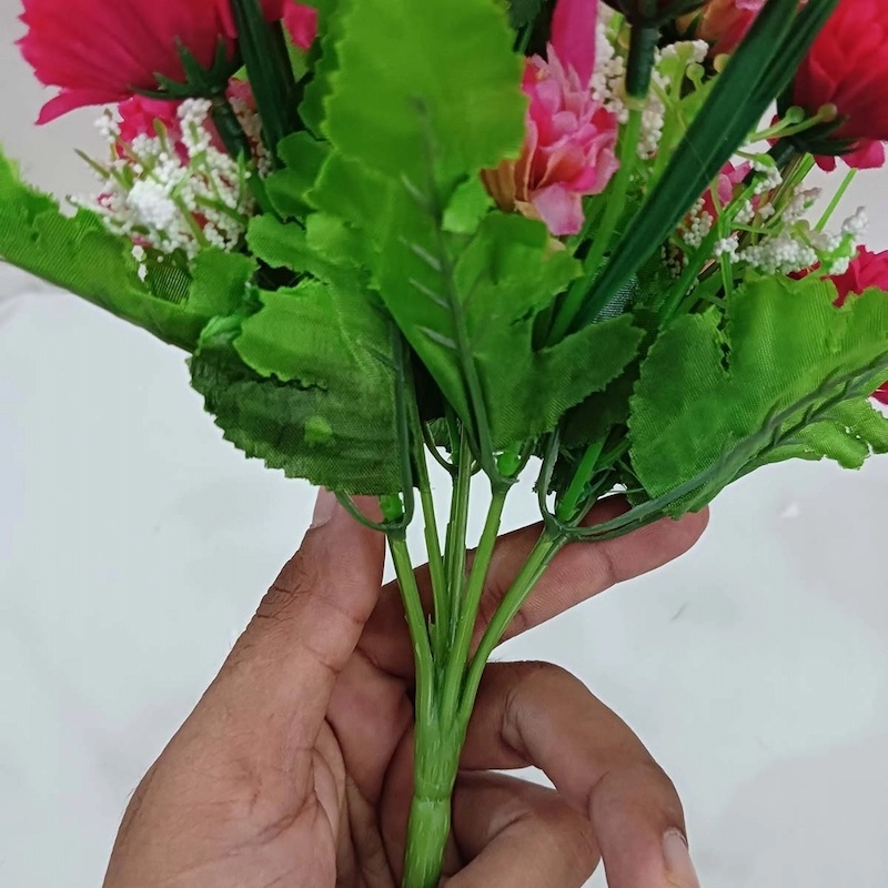 Picture of Multicolor Artificial Flowers Stick, 40cm - Silk 20-28 Heads for Wedding and Festival Decor-Multicolor