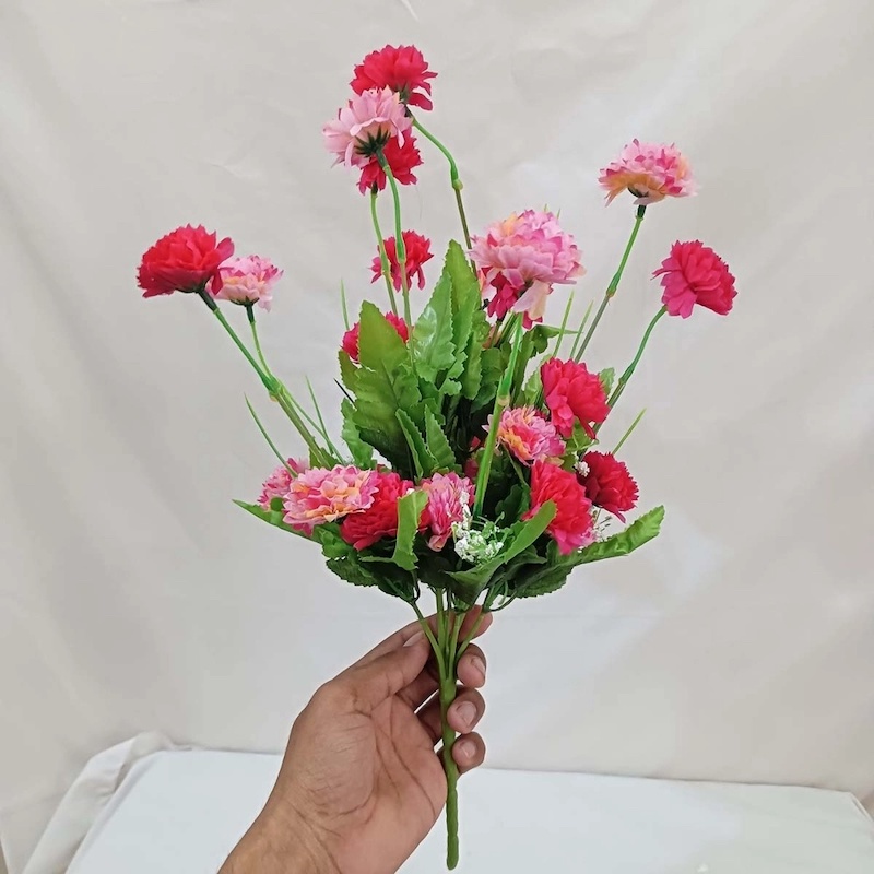 Picture of Multicolor Artificial Flowers Stick, 40cm - Silk 20-28 Heads for Wedding and Festival Decor-Multicolor