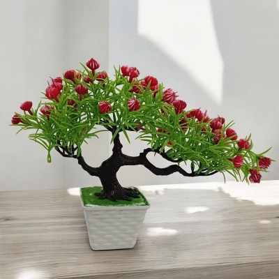 Picture of Colorful Mini Flower 17*33cm Decorative Plant - Green Artificial Bonsai for Room and Garden-Multicolor