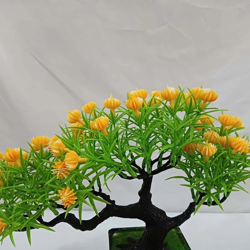 Picture of Decorative 17*33cm Artificial Bonsai - Green Plastic Plant with Colorful Mini Flowers for Party and Home-Multicolor