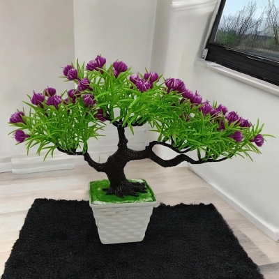 Picture of Colorful Mini Flower 17*33cm Bonsai - Green Plastic Plant for Bedroom, Kitchen, and Garden-Multicolor