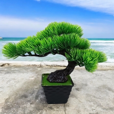Picture of 24*30cm Artificial Bonsai Tree - Realistic Green Plant for Office, Home, and Garden Settings-Multicolor