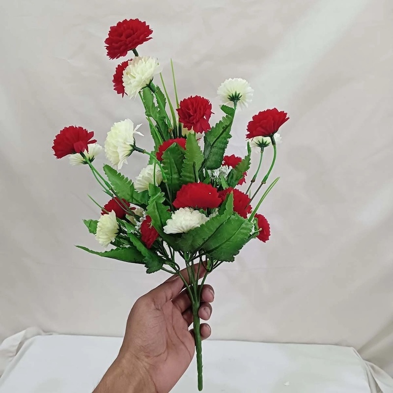 Picture of Multicolor 20-28 Heads Silk Fake Flowers - 40cm Long, Plastic and Fabric - Ideal for Home, Restaurant, Wedding, and Festival Decoration-Multicolor