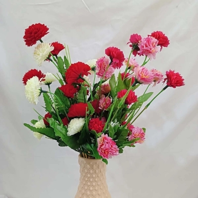 Picture of Silk Artificial Flowers - Multicolor, 2 Sticks, 40-50 Heads, 40cm with Vase - Ideal for Home, Restaurant, Wedding, and Festival Decoration-Multicolor