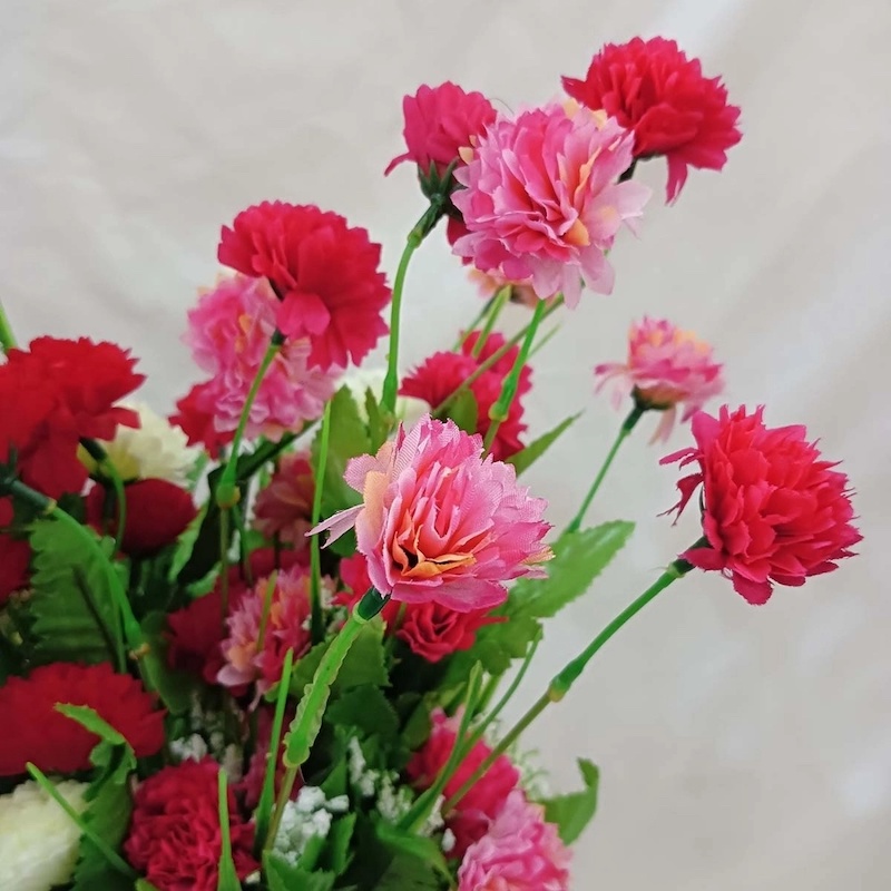 Picture of Silk Artificial Flowers - Multicolor, 2 Sticks, 40-50 Heads, 40cm with Vase - Ideal for Home, Restaurant, Wedding, and Festival Decoration-Multicolor