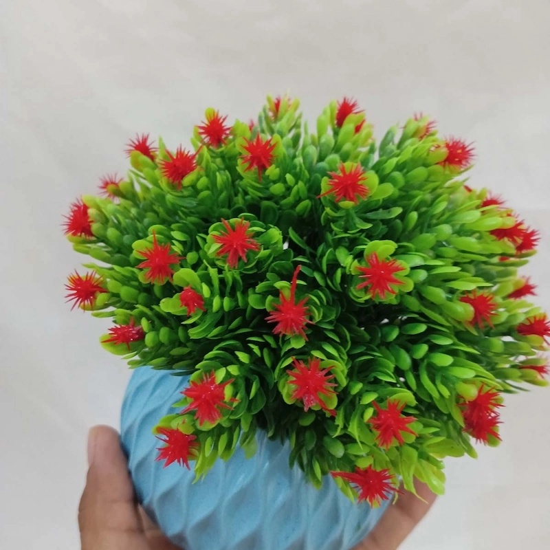 Picture of Add Vibrancy to Your Home or Restaurant with this 16cm Artificial Plant Grass with Flower and Vase-Multicolor