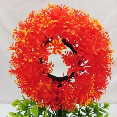 Picture of Brighten up any area with this 30cm Decorative Multicolor Round Shape Bonsai Plant. Crafted from durable plastic, ideal for home or restaurant decor. Includes vase. Quantity  1 pcs.-Multicolor