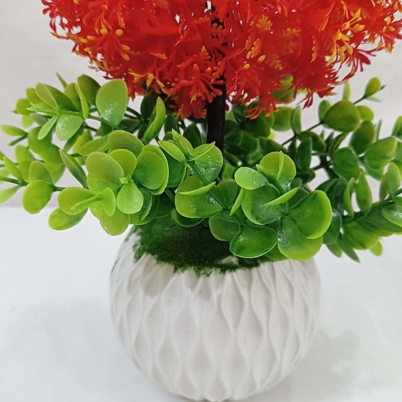 Picture of Brighten up any area with this 30cm Decorative Multicolor Round Shape Bonsai Plant. Crafted from durable plastic, ideal for home or restaurant decor. Includes vase. Quantity  1 pcs.-Multicolor