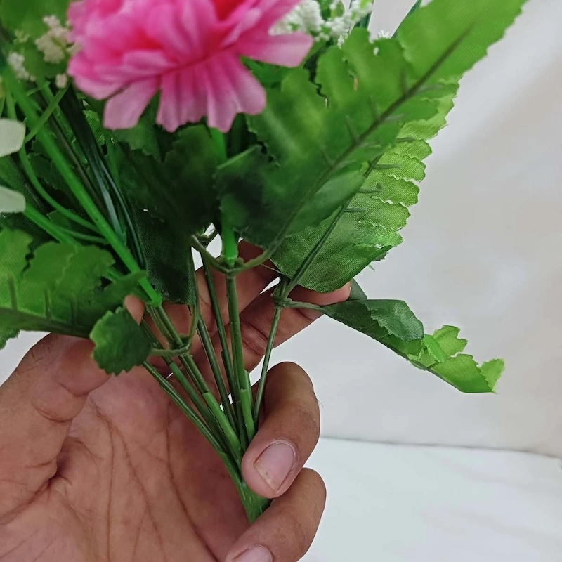 Picture of 40cm Silk Flower Stick - 20-28 Heads, Multicolor, Plastic & Fabric - Perfect for Festival, Home, Restaurant & Wedding Decoration-Multicolor