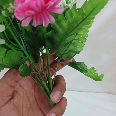 Picture of 40cm Silk Flower Stick - 20-28 Heads, Multicolor, Plastic & Fabric - Perfect for Festival, Home, Restaurant & Wedding Decoration-Multicolor