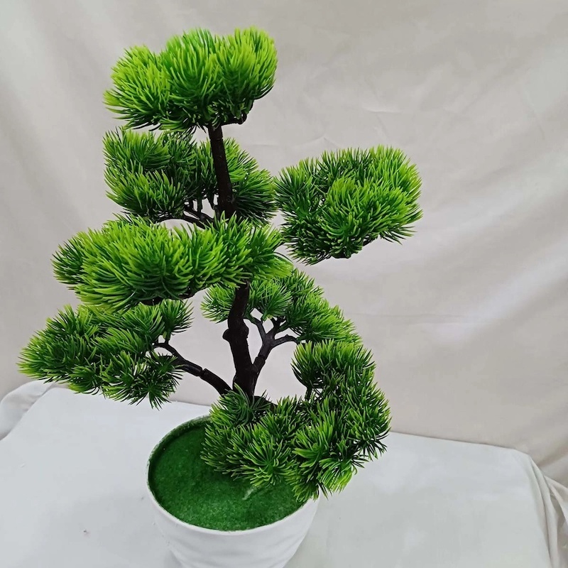 Picture of Green Potted Artificial Pine Bonsai - 43*24cm, 7-Head - Ideal for Home & Office Decoration-Multicolor