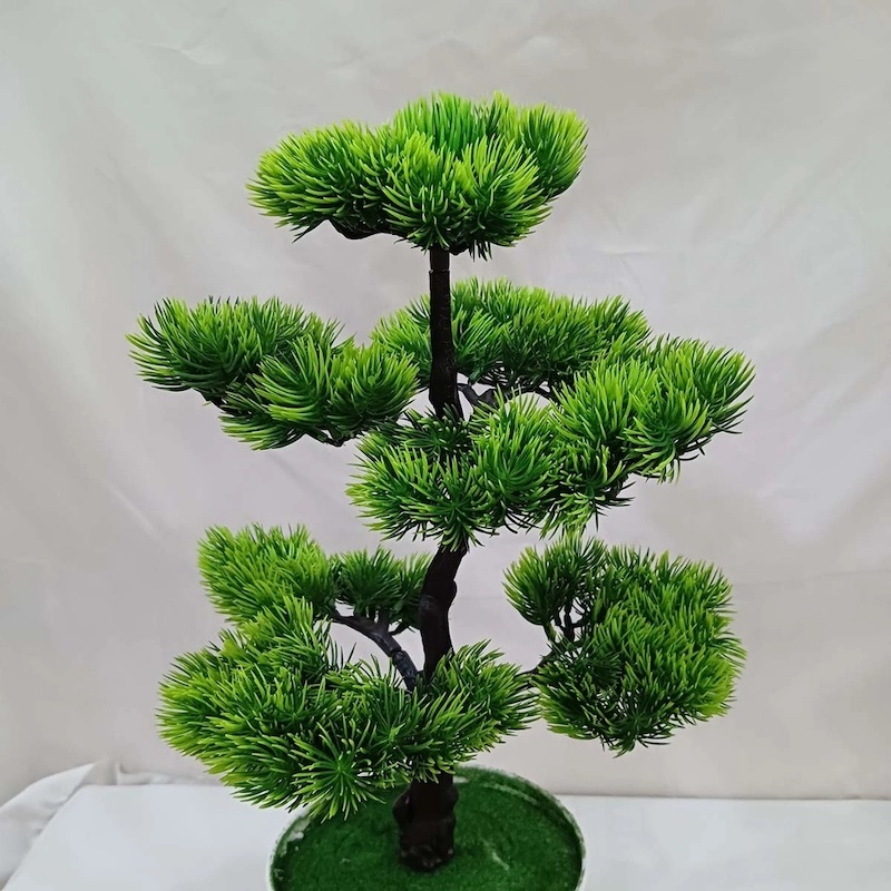 Picture of Green Potted Artificial Pine Bonsai - 43*24cm, 7-Head - Ideal for Home & Office Decoration-Multicolor
