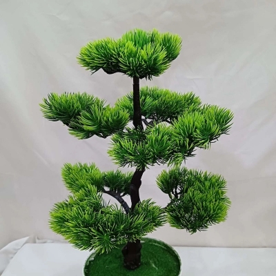 Picture of Green Potted Artificial Pine Bonsai - 43*24cm, 7-Head - Ideal for Home & Office Decoration-Multicolor
