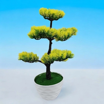Picture of Plastic Simulation Plant  7-Head Pine Tree Bonsai, 43*24cm - Perfect for Home and Office-Multicolor