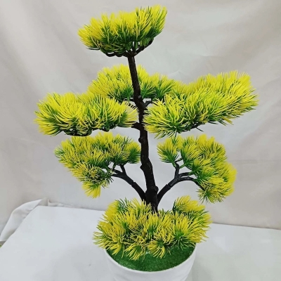 Picture of Plastic Simulation Plant  7-Head Pine Tree Bonsai, 43*24cm - Perfect for Home and Office-Multicolor