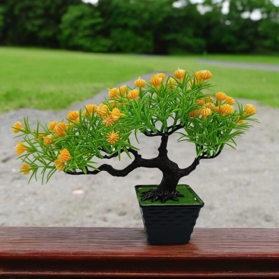 Picture of Colorful Mini Flower Bonsai - 17*33cm Artificial Plant for Wedding, Room, and Garden Decor-Multicolor