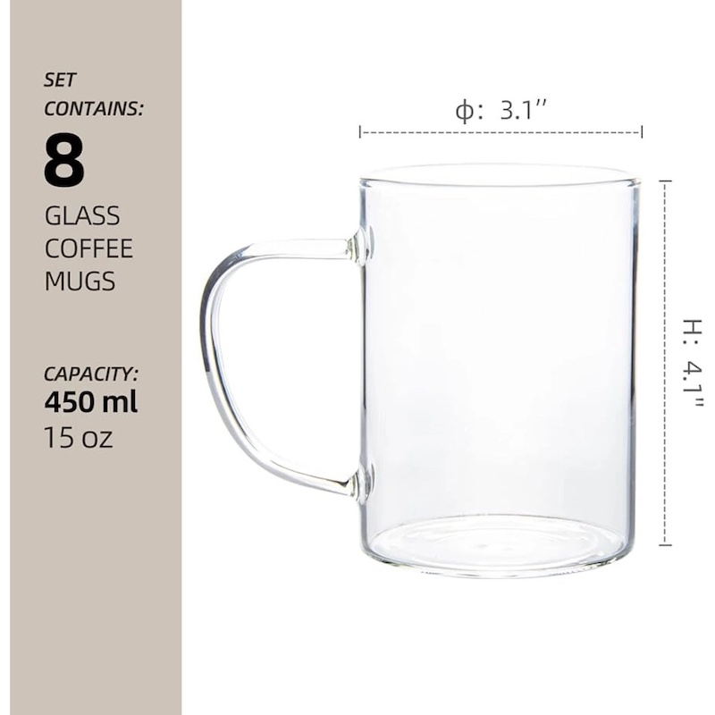 Picture of GPB19 Borosilicate Mug - 450ml Clear, Lightweight, Heat Resistant, Fireproof for Oven Use, Great for Tea and Coffee (1pc).-Clear