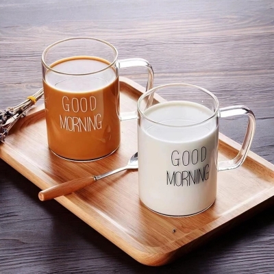 Picture of 2 Good Morning Breakfast Mugs - 450ml Borosilicate Glass, Fireproof, Lightweight (Lid Not Included)-Clear